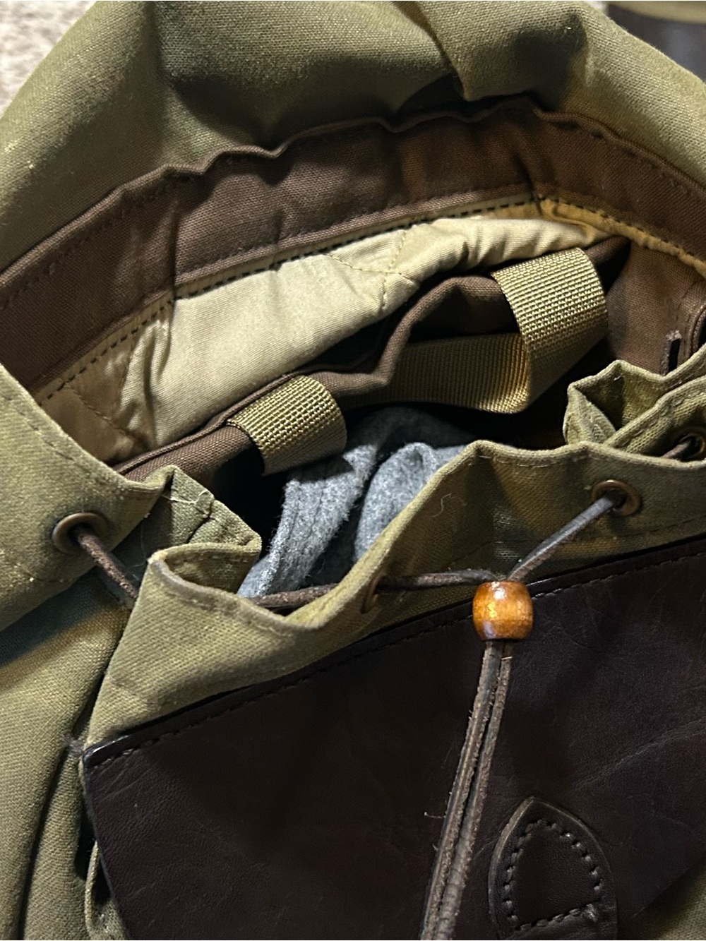 Filson Tin Cloth Backpack in Otter Green View 4